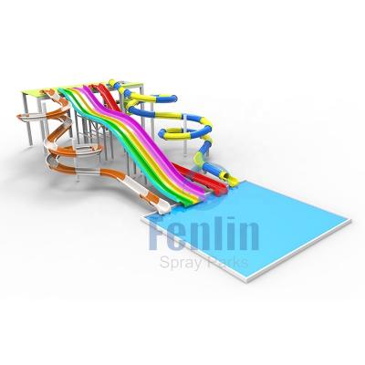 China fiberglass water slides combination/ water rides combo used for resort hotel aqua park water slides group for theme park à venda