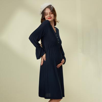 China OEM Factory Sustainable Women Pregnancy Clothes Women Fashion Winter Plus-Size Navy Maternity Dresses For Women's Clothing for sale