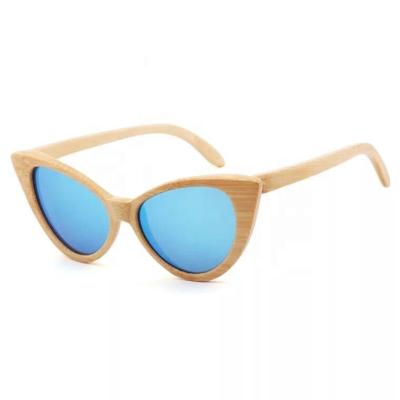 China Women 2021 Vintage Wooden Frame TAC Leses UV400 Sunglasses Cat Eye Sunglasses for sale