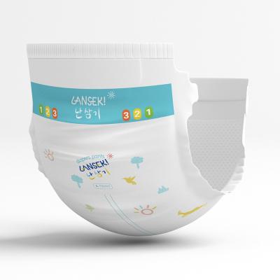 China LANSEKI Korea Wholesales High Quality Printed Disposable Baby Diaper Pants for sale