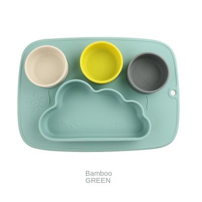 China BPA Free Cloud Design Food Grade Divider Silicone One Piece Baby Dish With Bottom Suction for sale