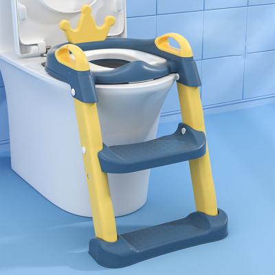 China Hot Sale Baby Trainning Safety Baby Potty Chair with Step Stool, High Quality Portable Crown Baby Toilet Ladder for sale