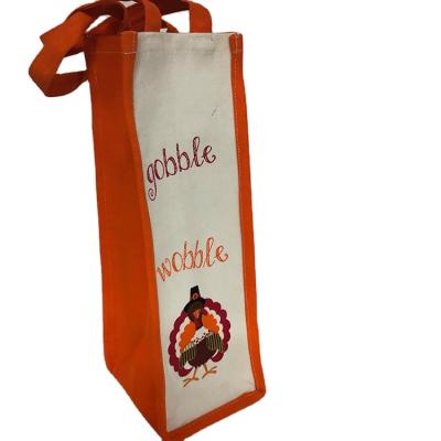 China Eco Friendly Customized Thanksgiving Canvas Wine Wine Bag With Competitive Price for sale