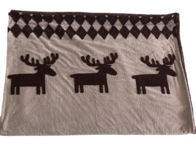 China PORTABLE Fleece Blanket Reindeer Pattern Super Soft Warm Breathable Throws for sale