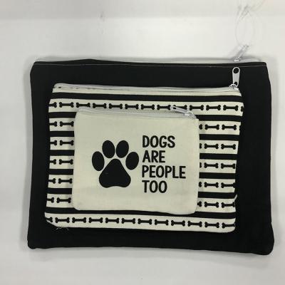 China LOVE DOG Factory Direct Selling Custom Set Of 3 LOVE DOG Canvas Zipper Pockets for sale