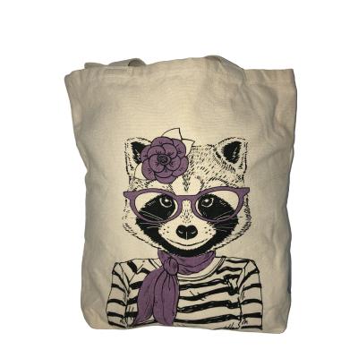 China Miss Raccoon Fashion Style Natural Color Cotton Canvas Shoulder Bag Eco-friendly 100% for sale