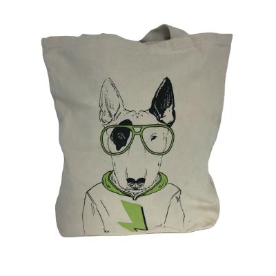 China Fashion Canvas New Product Customized Oversized Grocery Bag With Classy Patter Animal Mr. Bull Terrier for sale