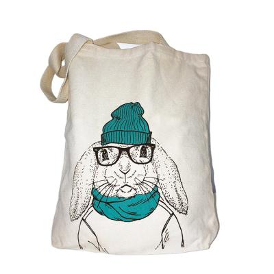 China Fashion Fully Stocked Wholesale Supplier Cheap Eco-Friendly Cotton Canvas Tote Bag Bunny Pattern for sale