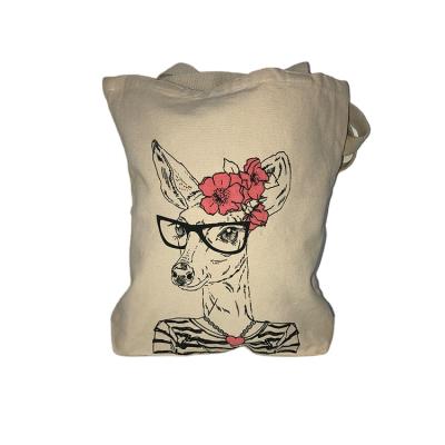 China Fashion Quality Assurance Printed Simple Organic Cotton Canvas Bags With Logo Deer Pattern Custom Made for sale