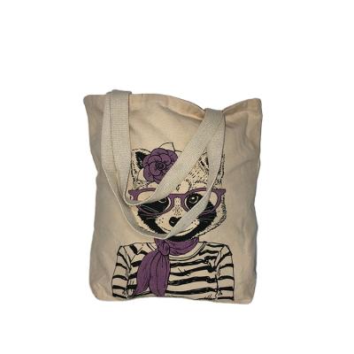 China Custom Eco-Friendly Cotton Canvas Tote Bag With Chic Animal Large Hoof Miss Raccon for sale