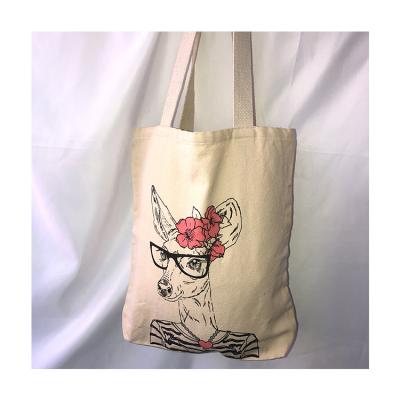 China Fashion Bargain Price Wholesale Canvas Tote Bag With Chic Animal Pattern Miss Deer for sale