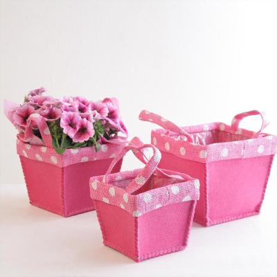 China Waterproof Handmade Decoration Felt Bag For Flower Pot , Gift Bag With Plastic Liner For Plant for sale