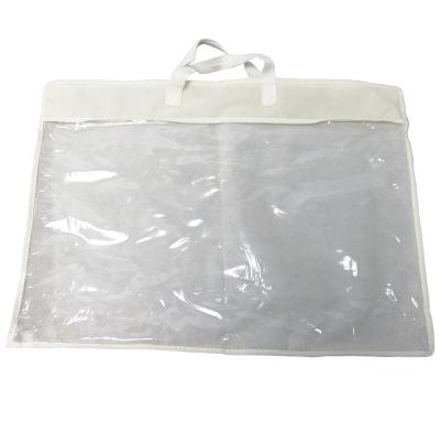 China Contemporary Customized Transparent PE Zipper Blanket Nonwoven Comforter Bag With Handle for sale