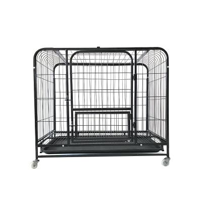 China High Quality Sturdy Wear Resistant Stainless Steel Dog Cage Square Metal Tube Dog Cage With Plastic Base for sale