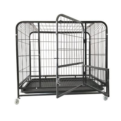 China Viable Manufacturers Wholesale Bottom Plastic Square Bottom Tube Metal Dog Cage For Large Dogs for sale