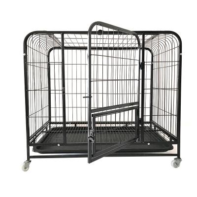 China Indoor Sturdy Wear Resistant Durable Dog Cage Silver Stainless Tube Metal Square Dog Cage For Cheap Sale for sale