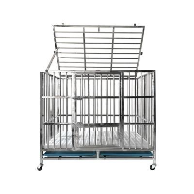 China Large Dog Cage Stainless Steel Durable Detachable Dog Cage High Capacity Heavy Dog Cage With Plastic Board for sale