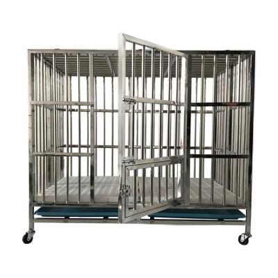 China Breathable Durable Supcon Dog Cage Stainless Steel Large Dog Cage Sets Pet Cages With Stainless Wheels for sale