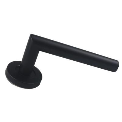 China Modern Door security  L type Stainless steel 304 door lever handle in black for sale