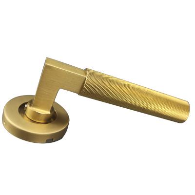 China Modern High standard decoration Brushed gold Stainless steel 304 round& square art design door lever handle for sale