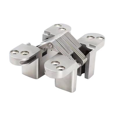 China Modern Durable 40Kg duty Satin nickel Zinc alloy cross invisible door hinge for sale