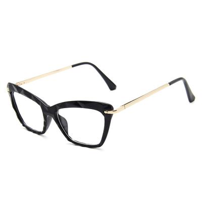 China Cat Eye Ladies Flat Mirror Popular Retro Trend Clear Glass Glasses Frame Travel Shopping Women Glasses for sale