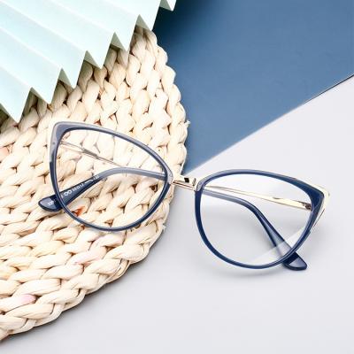 China High Quality Women Cat Eye Female Computer Glasses Cat Eye Fashion Metal Optical Frame Blue Light Blocking Glasses for sale