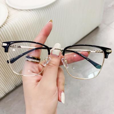 China Fashion Wholesale High Quality Metal Fashion Half Frame Anti-blue Light Reading Glasses For Computer +1.5 +2 Diopter for sale