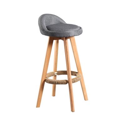 China Nordic Wholesale Nordic High Style Short Backrest Customized Solid Wood Bar Stool For Milk Room Shop Bar for sale