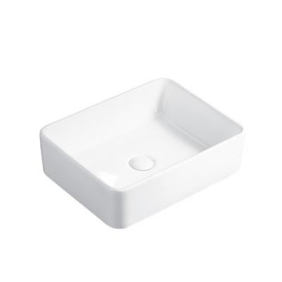 China Modern Customize Rectangular White Bathroom Basin Toilet Basin Countertop Ceramic Hand Sink for sale