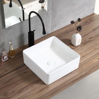 China Modern Professional Bathroom Sanitary White Ceramic Sink Countertops Countertop Ware Square Face Sink for sale