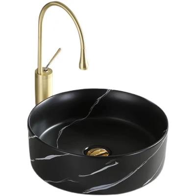 China Wholesale Price Modern Black Round Ceramic Design Marble Bathroom Sinks Basin Natural Marble Sink for sale