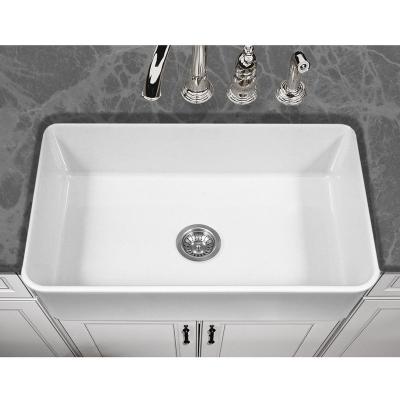 China Modern Design Aquacubic Modern Design Rectangular Single Bowl Apron Glossy White Ceramic Kitchen Sink For Home Apartment for sale