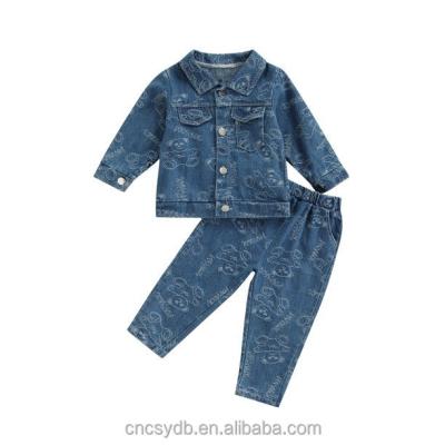 China Spring Washable Custom 2022 New Kids Clothes Blue Turkey Denim Pants Kids Denim Sun Tops Girls Children Clothing Athleisure Cute Be for sale