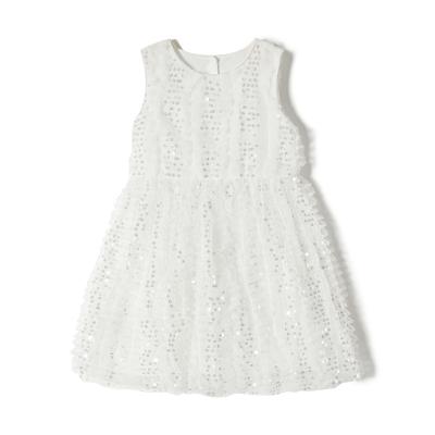 China Wholesale Baby Sequins Summer Boutique White Sleeveless Kids Breathable Party Princess Baby Tulle Dress for sale