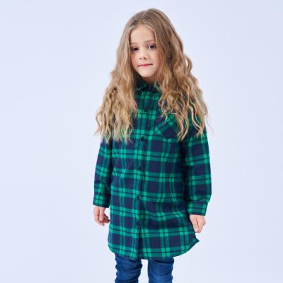 China Custom design breathable vintage plaid blouse button down casual shirts boy girls blouse kids flannel shirts for sale