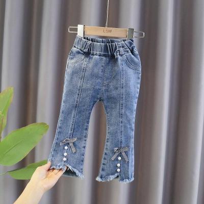 China Bell Bottoms Toddler Bottoms Breathable Hot Kids Denim Pants Kids Jeans Girls High Waist Jeans For Little Girls for sale