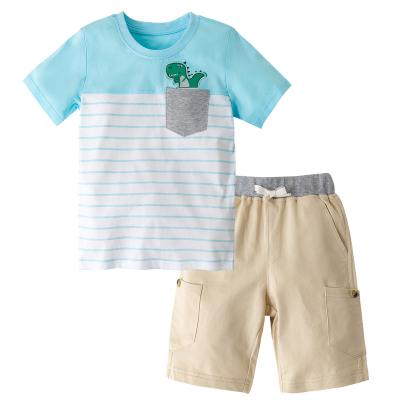 China 2021Print Casual T-shirt And Plaid Shorts Casual Toddler Boy Clothing Sets Boys Summer 2 Piece Clothing Set for sale