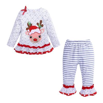 China Sweet 100%Cotton Winter Autumn Little Babies Christmas Clothes Set Kids Girls Boutique Kids Wear Clothing Sets 2021 for sale