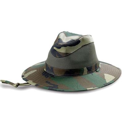 China Mesh Print Wholesale Low Instrumental Bucket Hats Camouflage Bucket Hat With String for sale