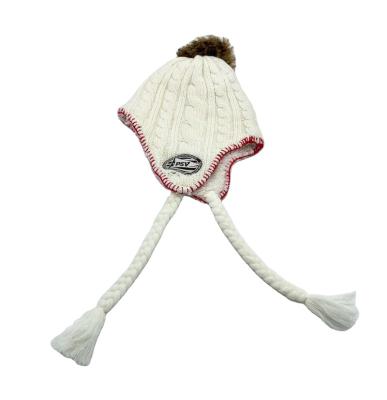 China Custom Acrylic Beanie Women Winter Jacquard Hat Tassel Earflap Beanie Ski Hat Free Knit Pattern Acrylic For People for sale