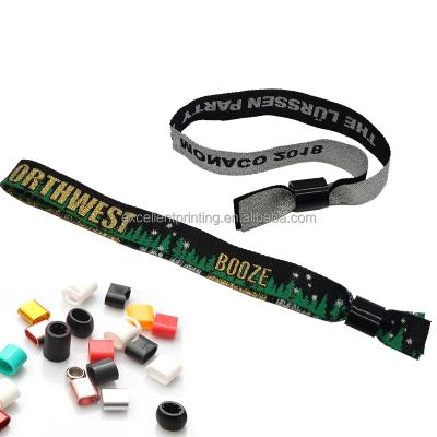 China Amusement parks party custom braided event ticket bracelet embroidery festival plain fabric luxury wristband for concert for sale