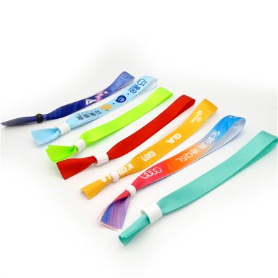 China Amusement Parks Festival Wristbands Custom Braided Sublimation Printed Polyester Woven Fabric Wristband Men Wristband Ribbon Wristband for sale