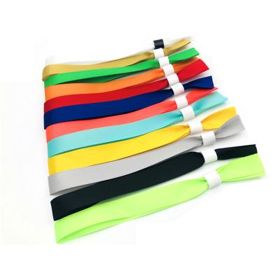 China Amusement Parks Party Custom Barrel Lock Wristband Plain Printed Satin Fabric Wristbands Festival Admission Ticket Event Wristbands for sale