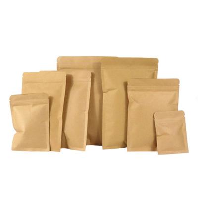 China Wholesale Recycled Materials Factory Cheap Price Customized Zipper Bag Kraft Paper Bag For Coffee Tea Powder for sale