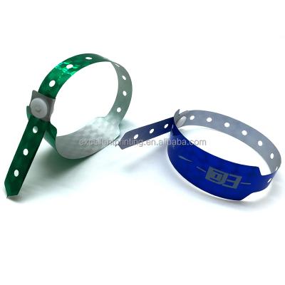 China PVC Workmanship Printing Logo Glitter ID Wristband Entertainment ID Bracelets Holographic Laser Film Band Wristbands for sale