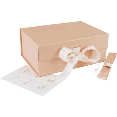 China Recycled Materials Customized Pink Cardboard Gift Box With Magnetic Ribbon Gift Box With Magnetic Lid for sale