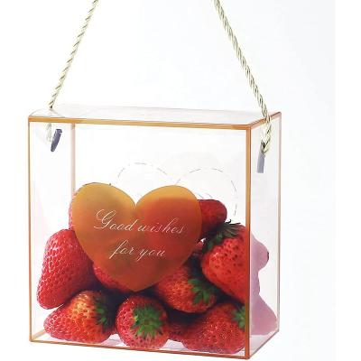 China Recyclable Customized Small Transparent Plastic Box With Lid Plastic Candy Box For Gift With Handle for sale