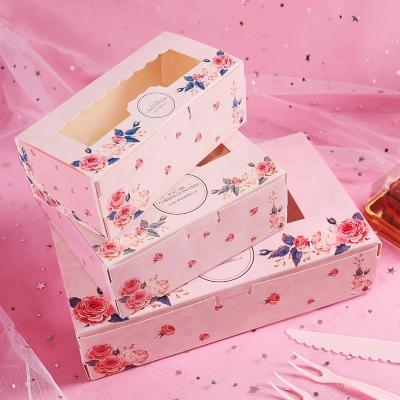 China Recycled Materials Paper Gift Box With Window Rose Flower Box Packaging Boxes For Candy Cookie Christmas Party Favors for sale