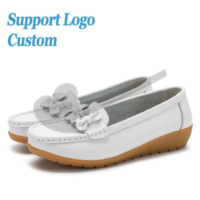 China High Quality Breathable Breathable Hospital Nursing Shoes Comfortable Cow Leather Nurse Shoe Anti Slip White Nursing Shoes for sale